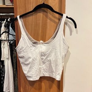 Lululemon White Cropped Ribbed Women's Tank Top